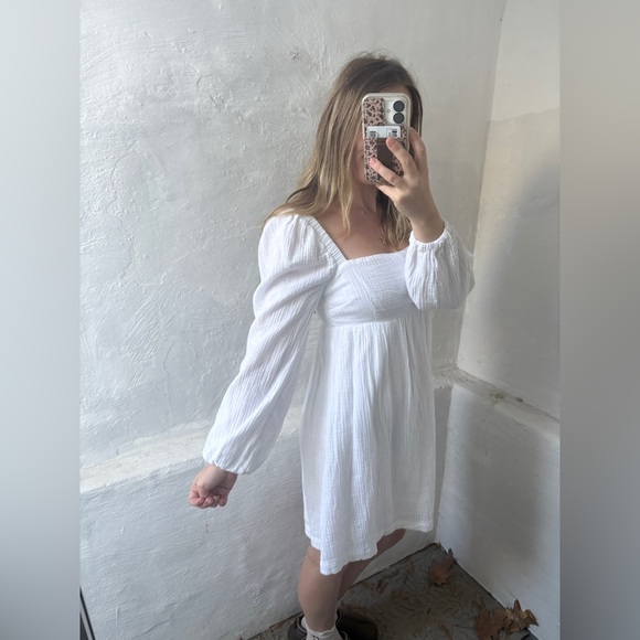 NWT J.crew 100% cotton dress in white Beautiful smocked mini dress - Picture 10 of 16